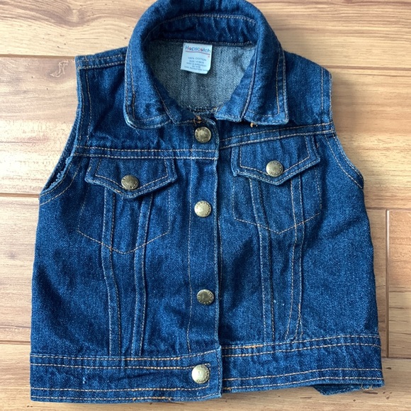 Original Authentic Hopscotch Denim Jean Vest 12 months Vintage 80s 1980s Baby - Picture 2 of 6